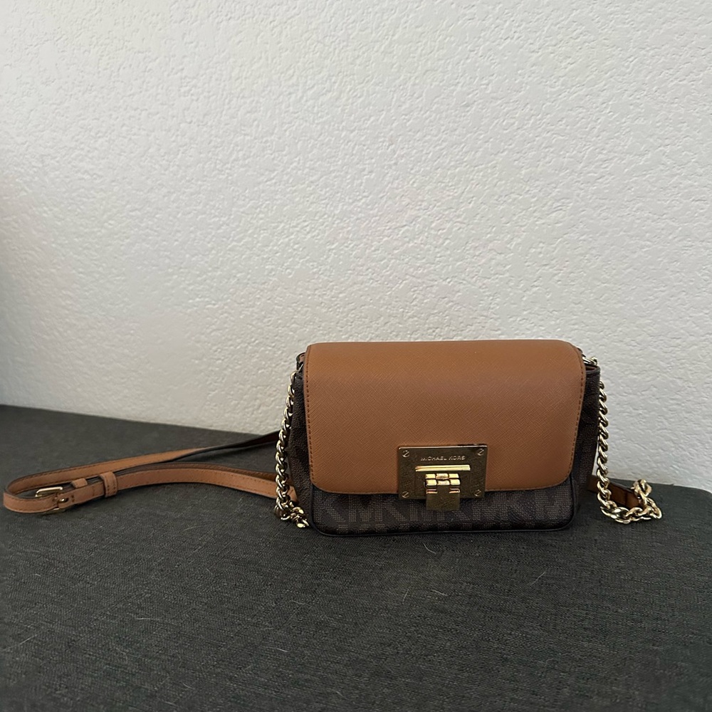 Michael Kors Tan and Black Crossbody Bag